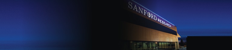 Sanford Research building with blue background