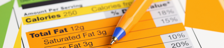 nutrition label and pen 